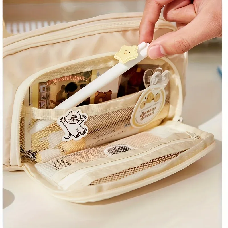 Organisateur en toile grande capacité Plus – Rangement multicouche avec fermeture éclair durable et coloris élégants – Trousse de maquillage portable, sac de rangement 3