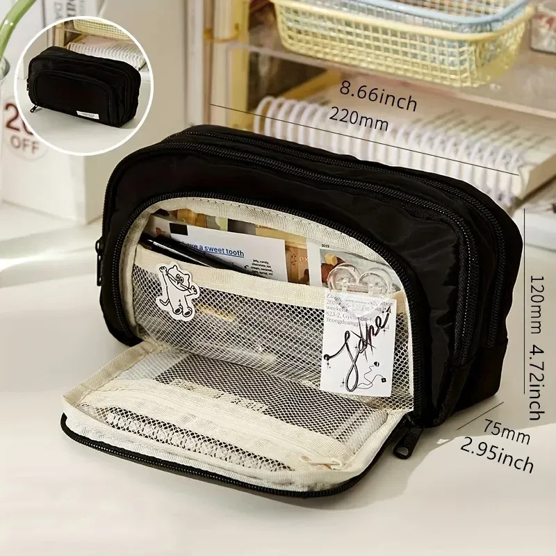 Organisateur en toile grande capacité Plus – Rangement multicouche avec fermeture éclair durable et coloris élégants – Trousse de maquillage portable, sac de rangement 11