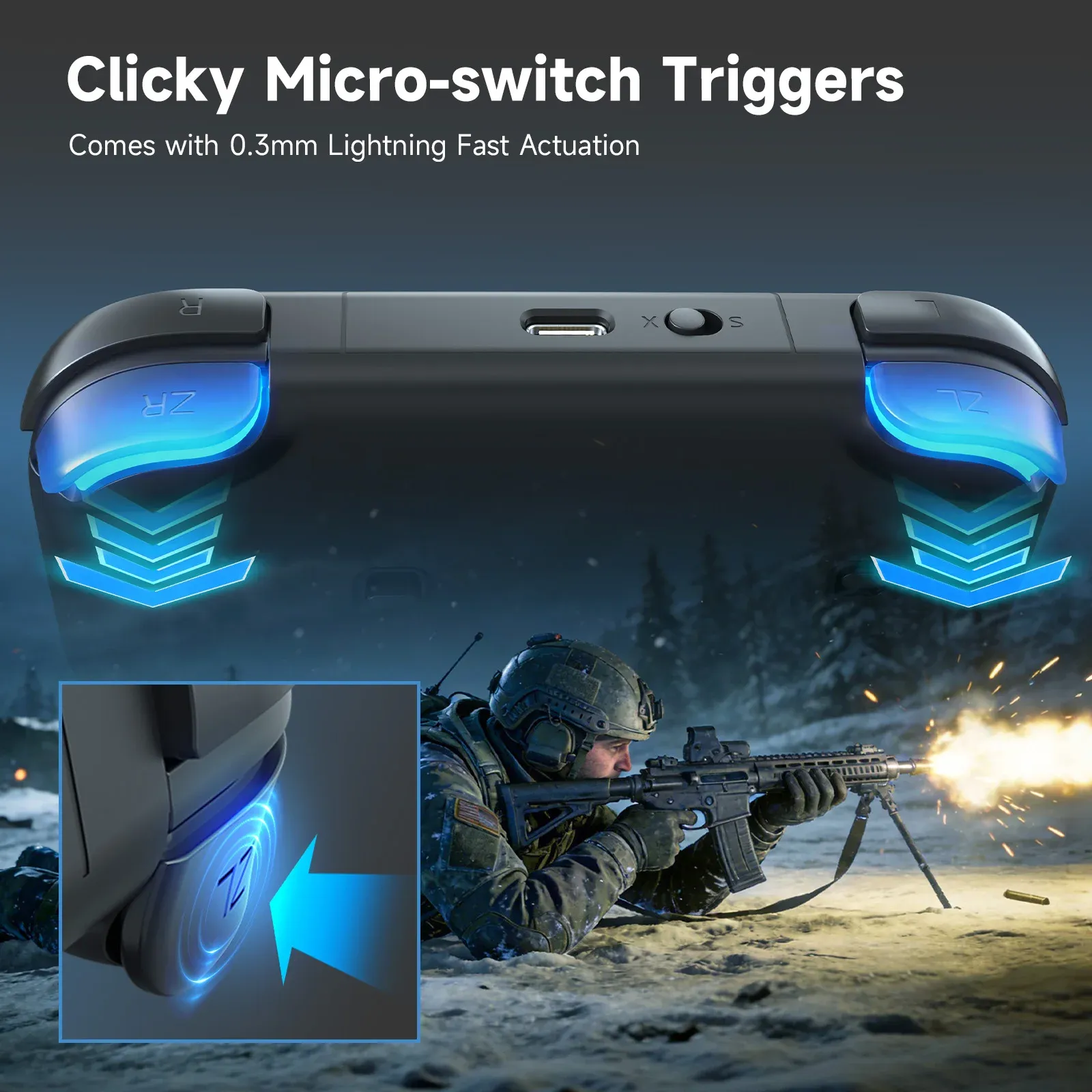 AceGamer Manette de jeu portable Hall 1000Hz, contrôleur Bluetooth de poche pour Switch, Switch 2, Android, iOS, PC et Steam Deck 3