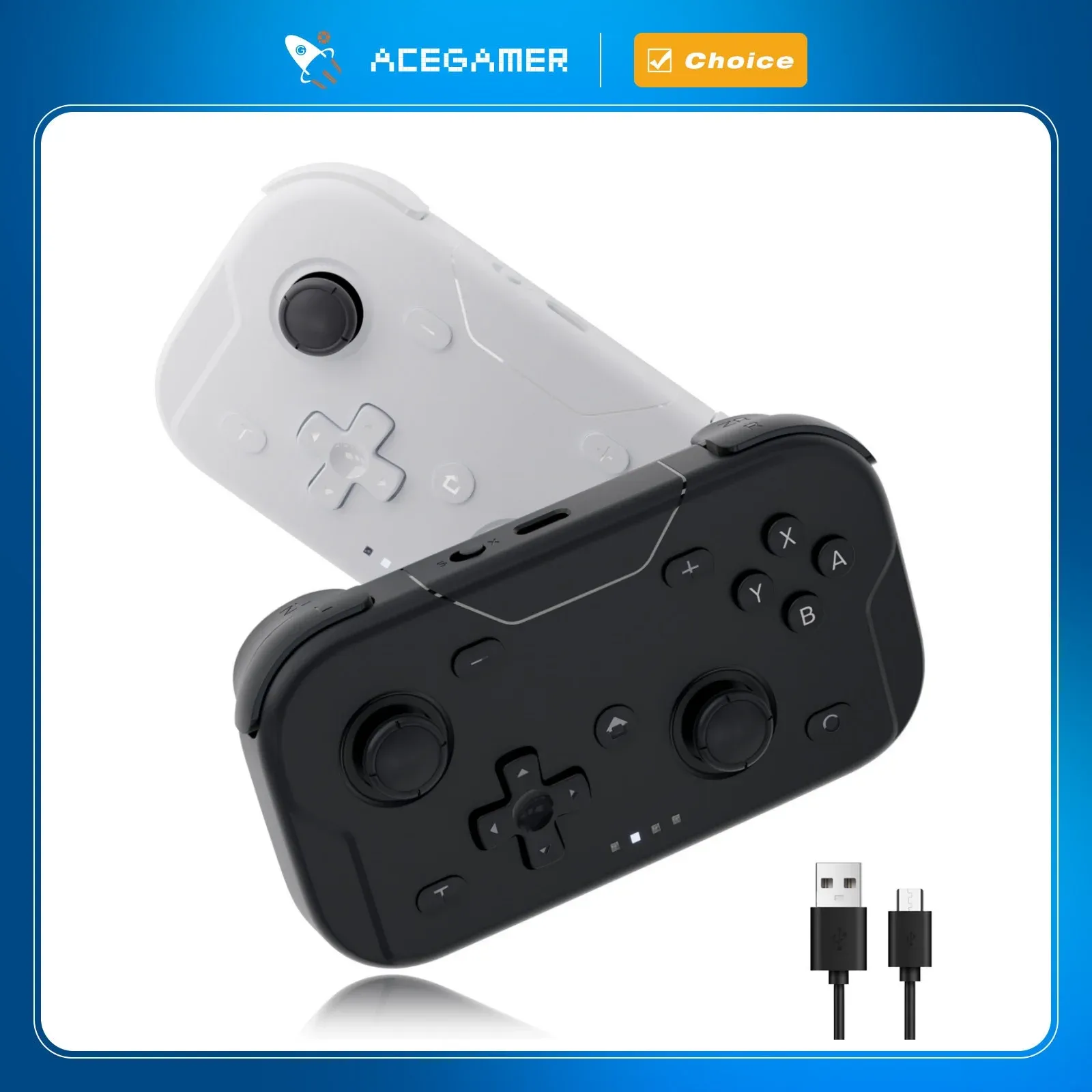 AceGamer Manette de jeu portable Hall 1000Hz, contrôleur Bluetooth de poche pour Switch, Switch 2, Android, iOS, PC et Steam Deck