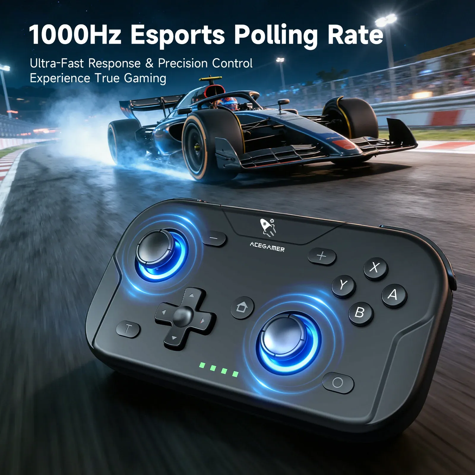 AceGamer Manette de jeu portable Hall 1000Hz, contrôleur Bluetooth de poche pour Switch, Switch 2, Android, iOS, PC et Steam Deck 4