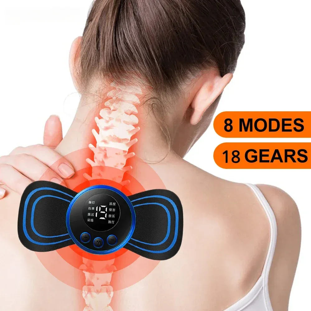 Masseur de cou EMS, mini patch de soulagement de la douleur musculaire du dos et du cou, tapis stimulateur, outil de soins de santé portable pour les jambes et le corps
