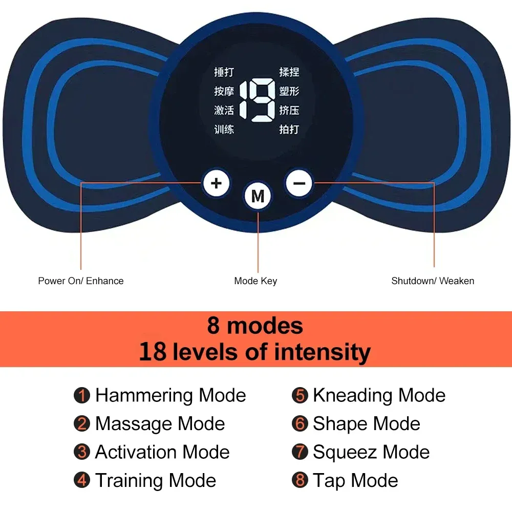 Masseur de cou EMS, mini patch de soulagement de la douleur musculaire du dos et du cou, tapis stimulateur, outil de soins de santé portable pour les jambes et le corps 3
