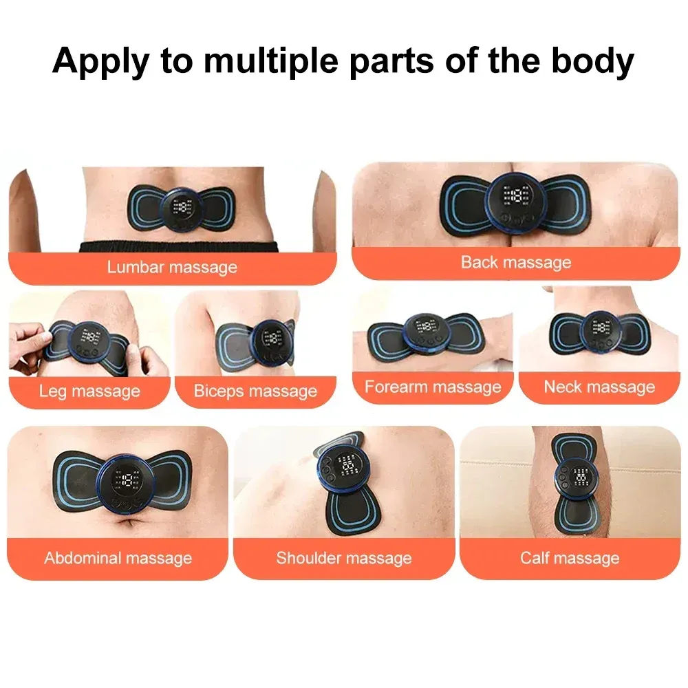 Masseur de cou EMS, mini patch de soulagement de la douleur musculaire du dos et du cou, tapis stimulateur, outil de soins de santé portable pour les jambes et le corps 4