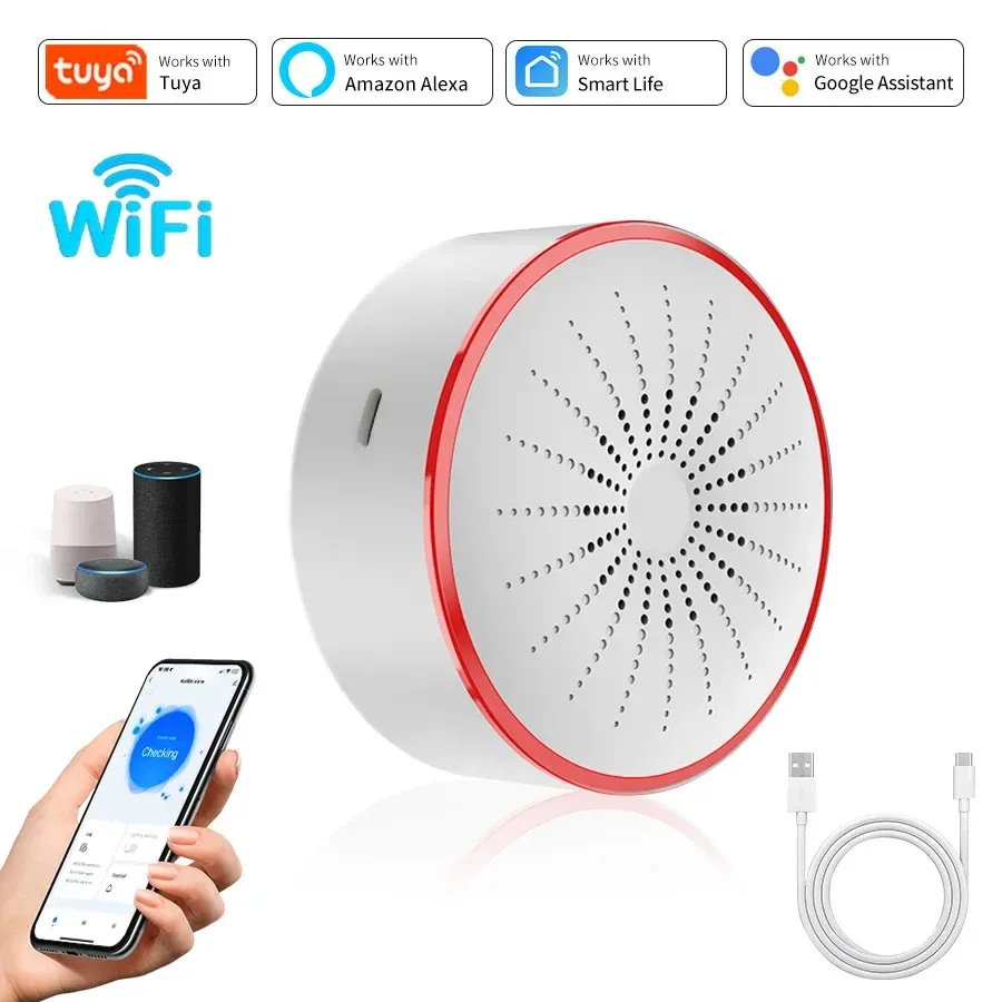 Sirène intelligente Tuya Wi-Fi et Zigbee avec alarme sonore et lumineuse pour la sécurité domestique, compatible Alexa et Google Assistant 7