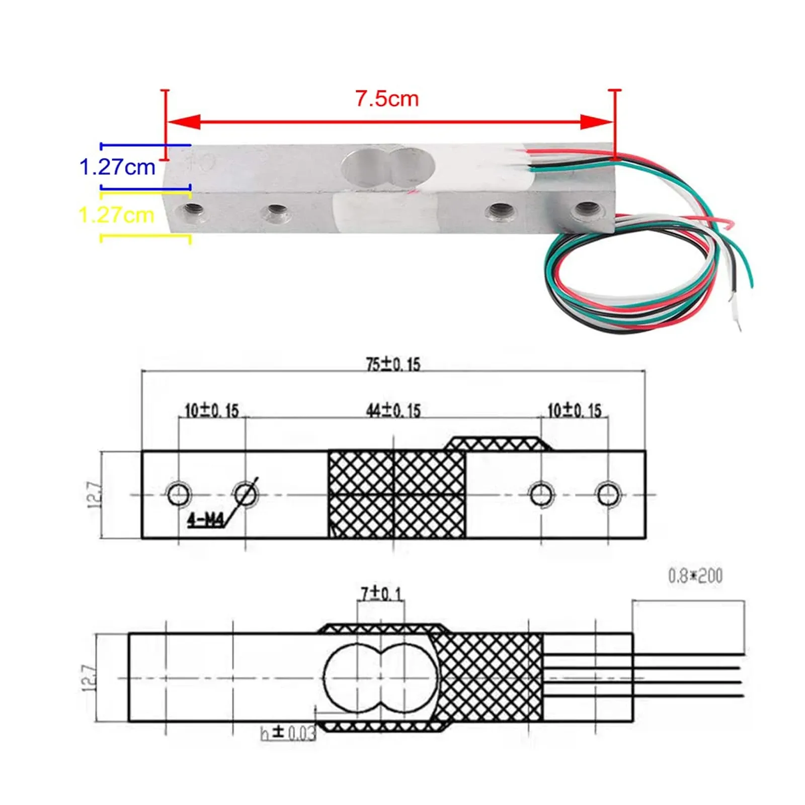 Capteur de poids à cellule de charge numérique avec module ADC HX711 pour balance de cuisine électronique portable, DIY, 1 kg, 2 kg, 5 kg, 10 kg, 20 kg 2