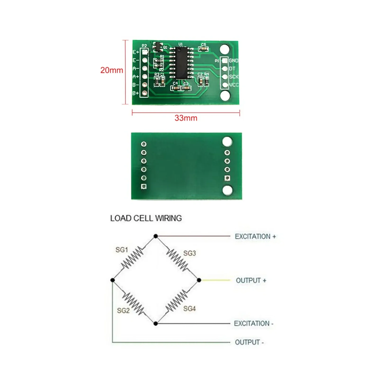 Capteur de poids à cellule de charge numérique avec module ADC HX711 pour balance de cuisine électronique portable, DIY, 1 kg, 2 kg, 5 kg, 10 kg, 20 kg 5