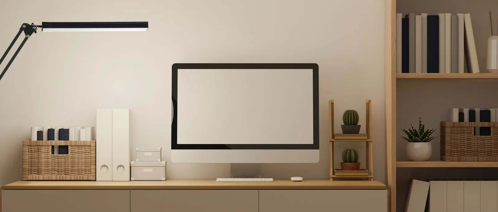 Lampe de bureau LED à bras long et pince pliable