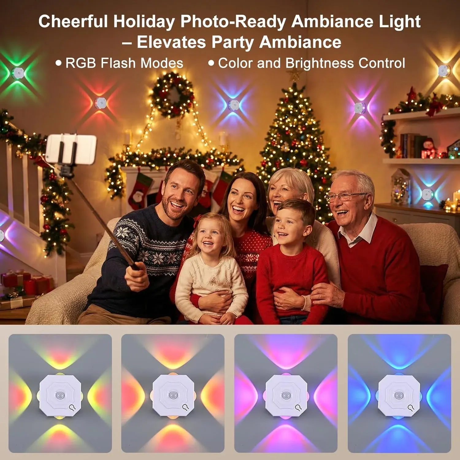 Applique murale LED à détecteur de mouvement rechargeable, veilleuse RGB 3 couleurs pour couloir, escalier et cuisine 2
