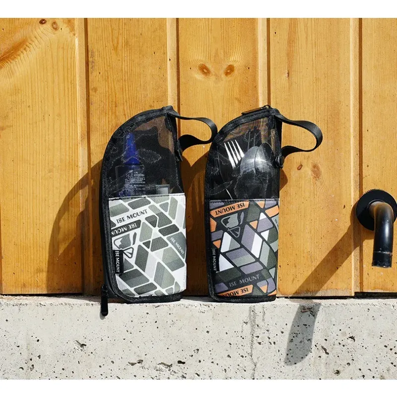 Pochette organisatrice de couverts portable pour le camping, étanche, avec trous de vidange, idéale pour la cuisine et les cosmétiques 5