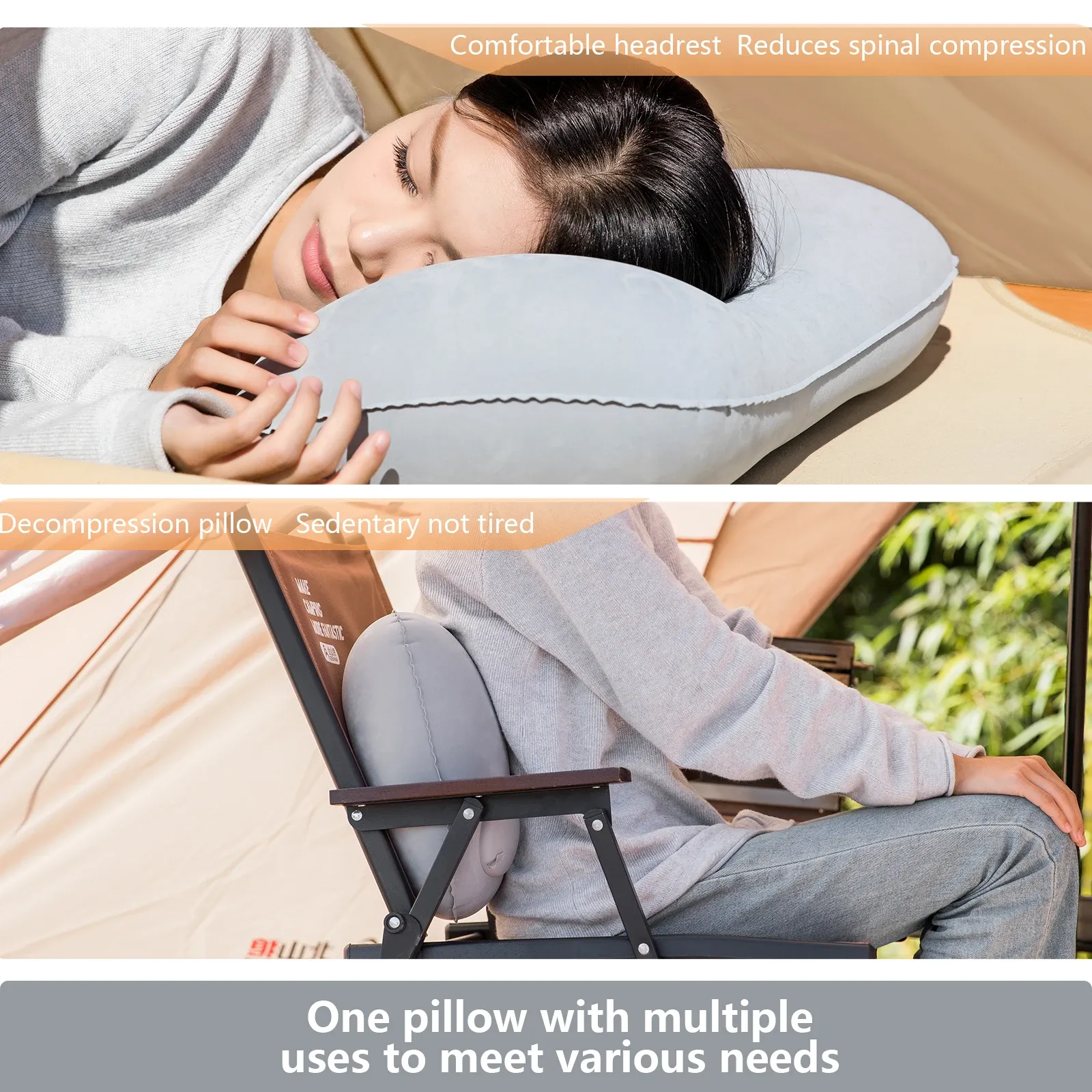 BISINNA Oreiller Gonflable Portable Ultraléger pour Camping, Voyage et Randonnée, Soutien du Cou et des Lombaires 5