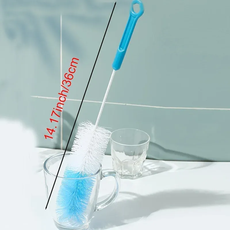 Brosse à tasse à long manche pour bouteilles en verre et tasses de cuisine, sans électricité 3