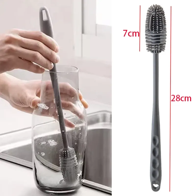 Brosse à tasse à long manche pour bouteilles en verre et tasses de cuisine, sans électricité 8