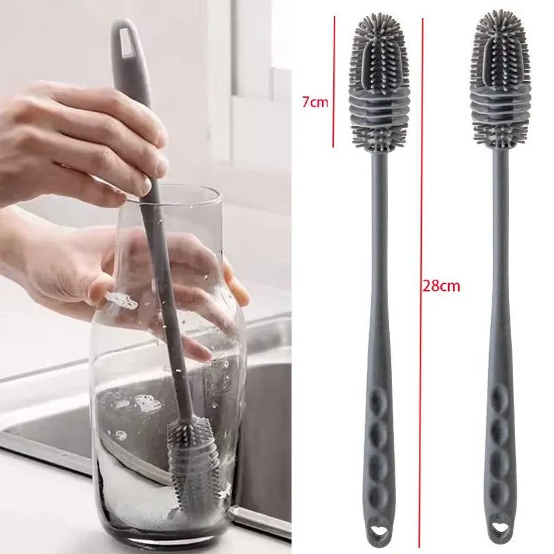 Brosse à tasse à long manche pour bouteilles en verre et tasses de cuisine, sans électricité 11
