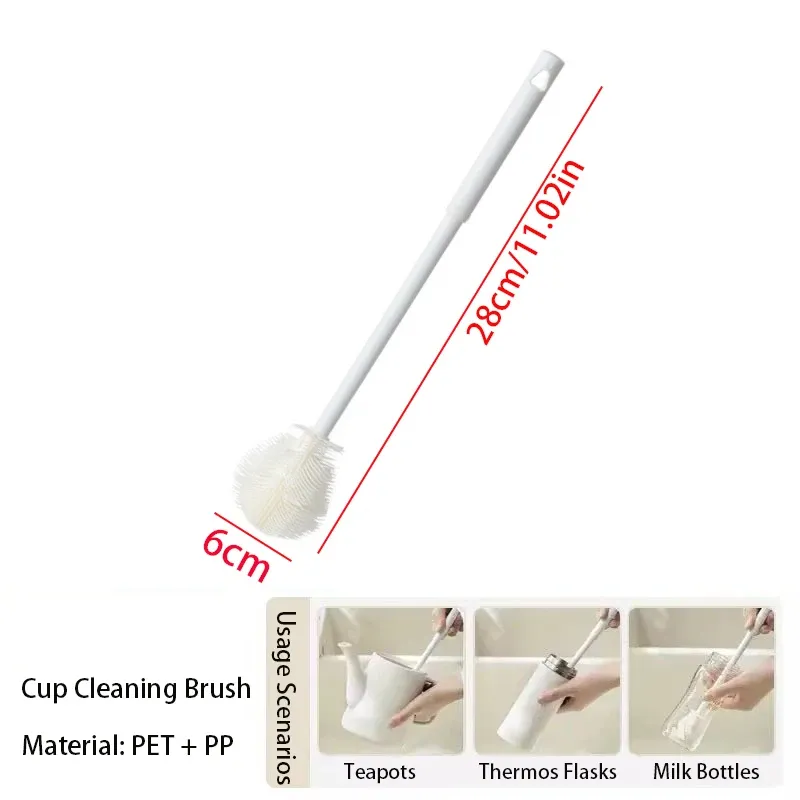 Brosse à tasse à long manche pour bouteilles en verre et tasses de cuisine, sans électricité 10