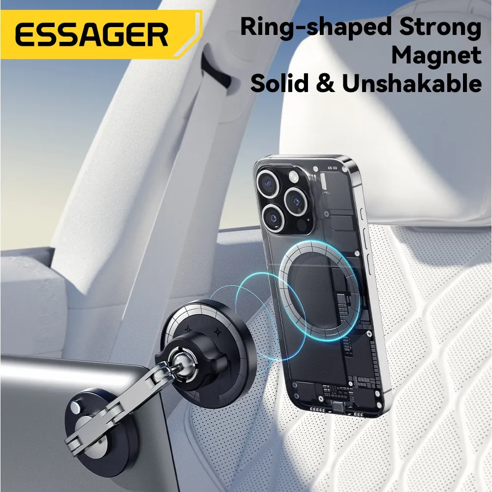 Support de téléphone magnétique sans fil pour voiture Essager, chargeur 15 W à charge rapide, fixation adhésive facile, compatible MagSafe pour iPhone 15, 14 et 13 Pro Max 5