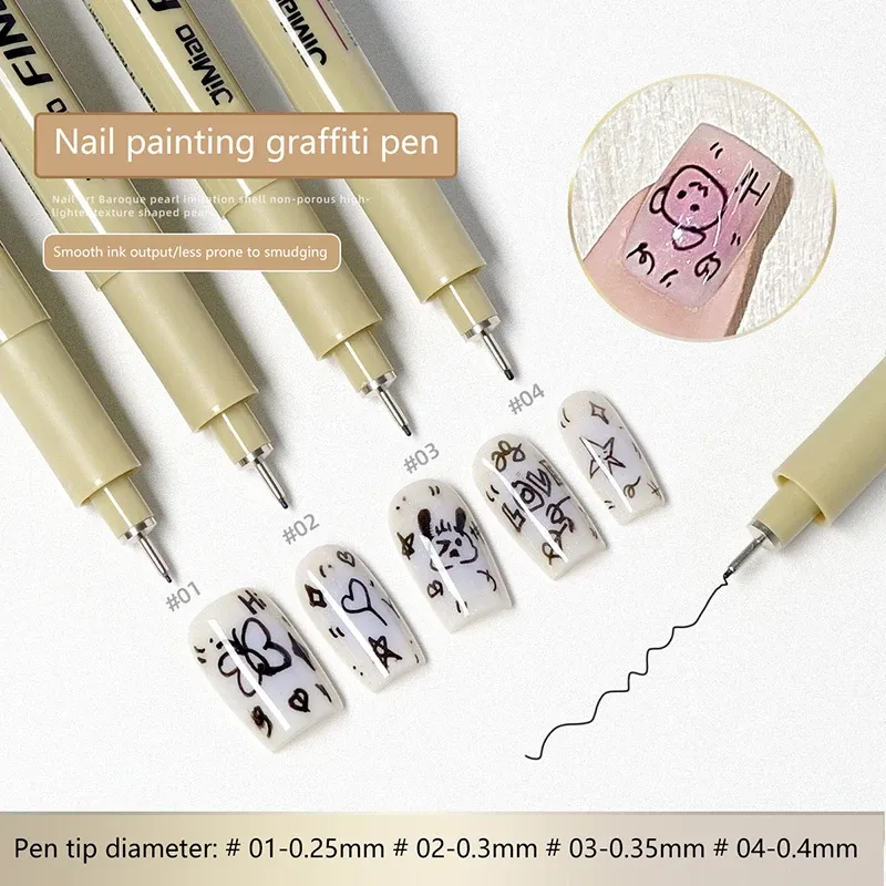 Stylo à Graffiti pour Nail Art, stylo de dessin à motif en gel, stylo de croquis détaillé imperméable, outils de conception d'ongles