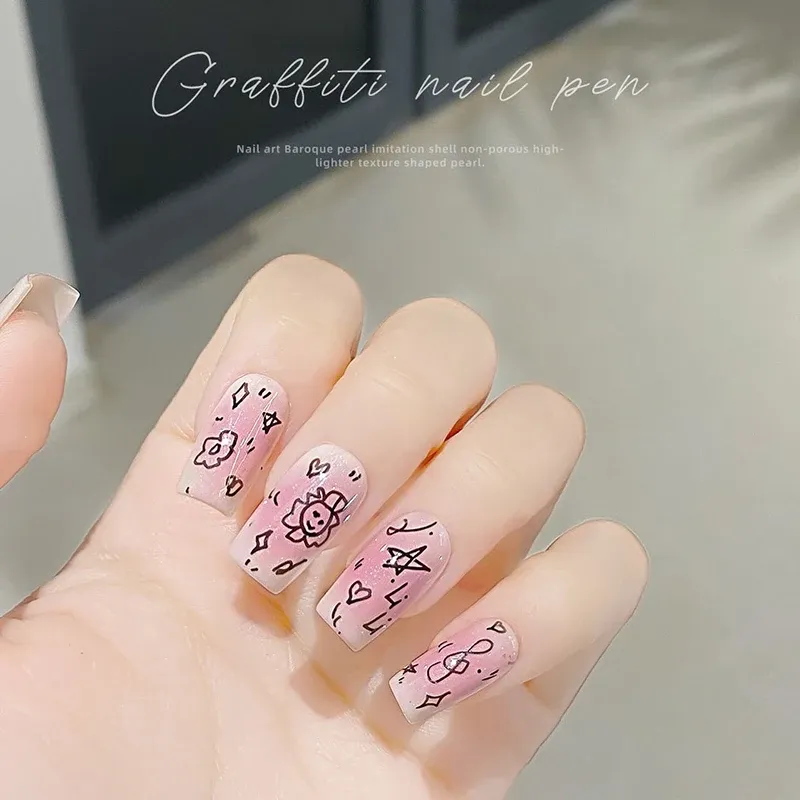 Stylo à Graffiti pour Nail Art, stylo de dessin à motif en gel, stylo de croquis détaillé imperméable, outils de conception d'ongles 3