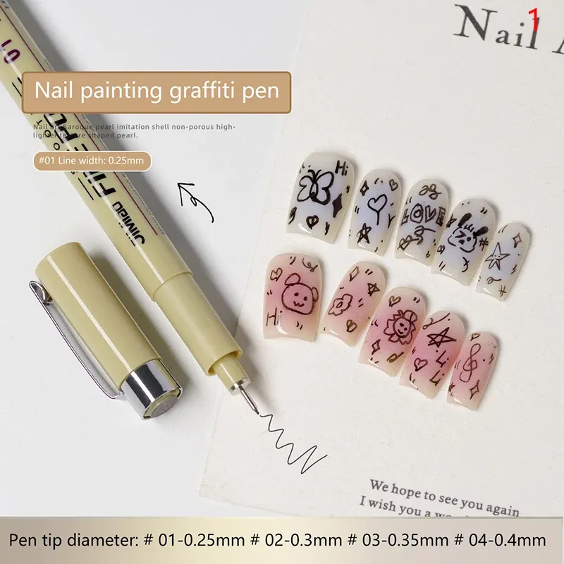 Stylo à Graffiti pour Nail Art, stylo de dessin à motif en gel, stylo de croquis détaillé imperméable, outils de conception d'ongles 7