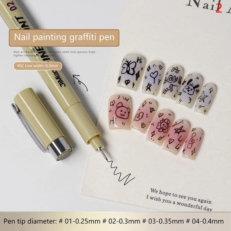 Stylo à Graffiti pour Nail Art, stylo de dessin à motif en gel, stylo de croquis détaillé imperméable, outils de conception d'ongles 8