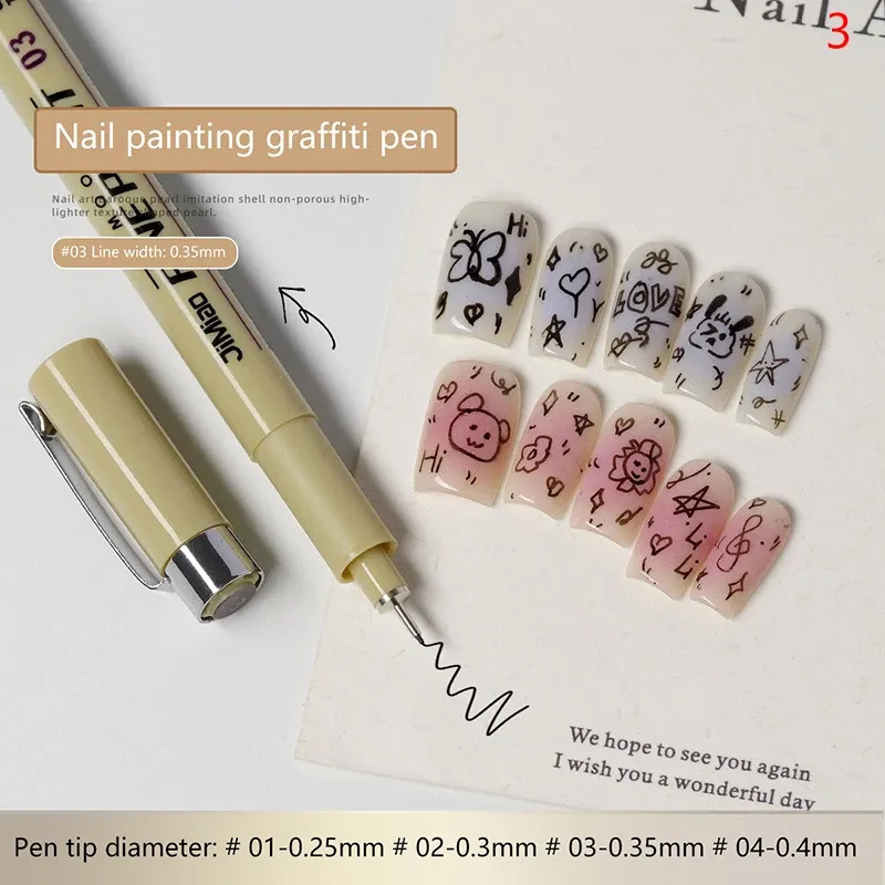 Stylo à Graffiti pour Nail Art, stylo de dessin à motif en gel, stylo de croquis détaillé imperméable, outils de conception d'ongles 9