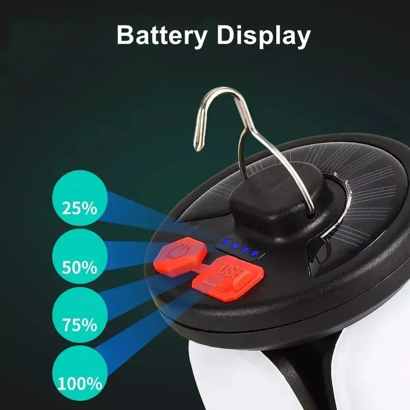 Lanterne de camping LED pliable, lampe de tente portable à 3 modes d'éclairage pour le camping, la randonnée et la pêche 3