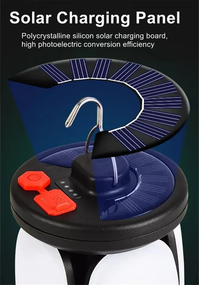 Lanterne LED pliable sous différents angles d'éclairage