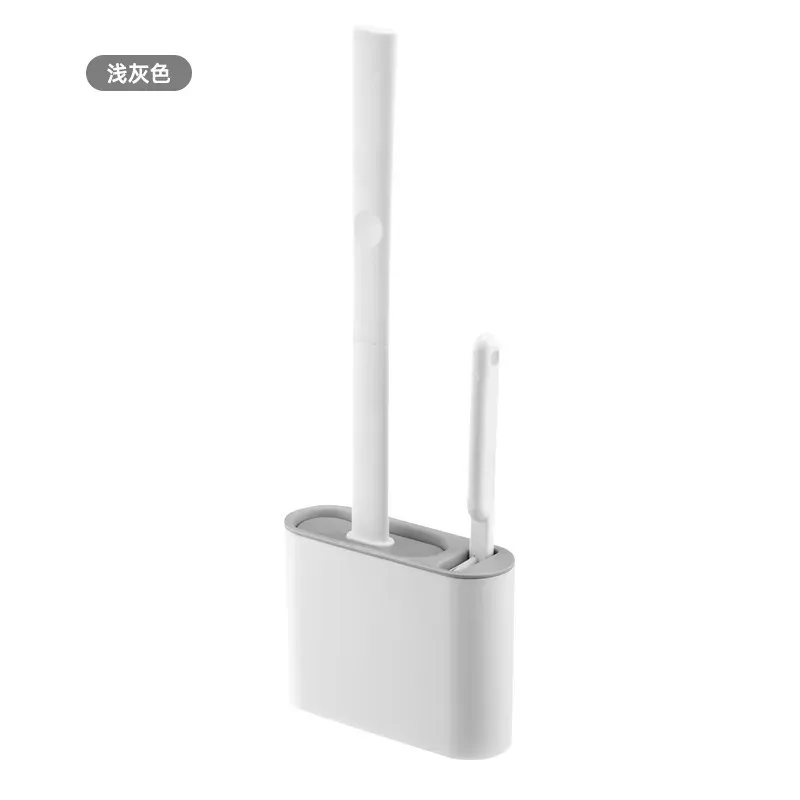 Brosse de toilette en silicone à tête plate, flexible et murale, avec support pour WC et salle de bain 8