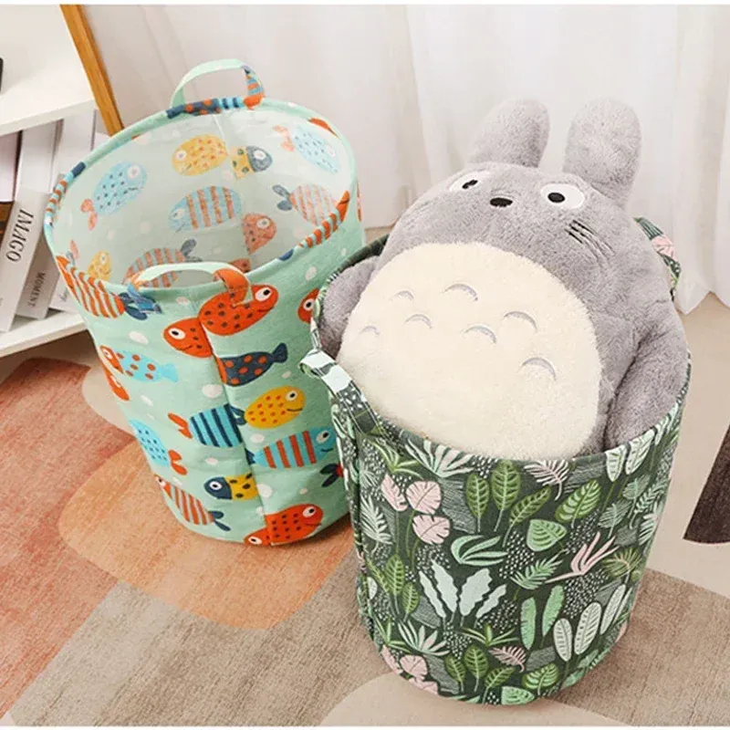Panier à linge pliable et portable en coton et lin, grand format, pour vêtements et jouets 2