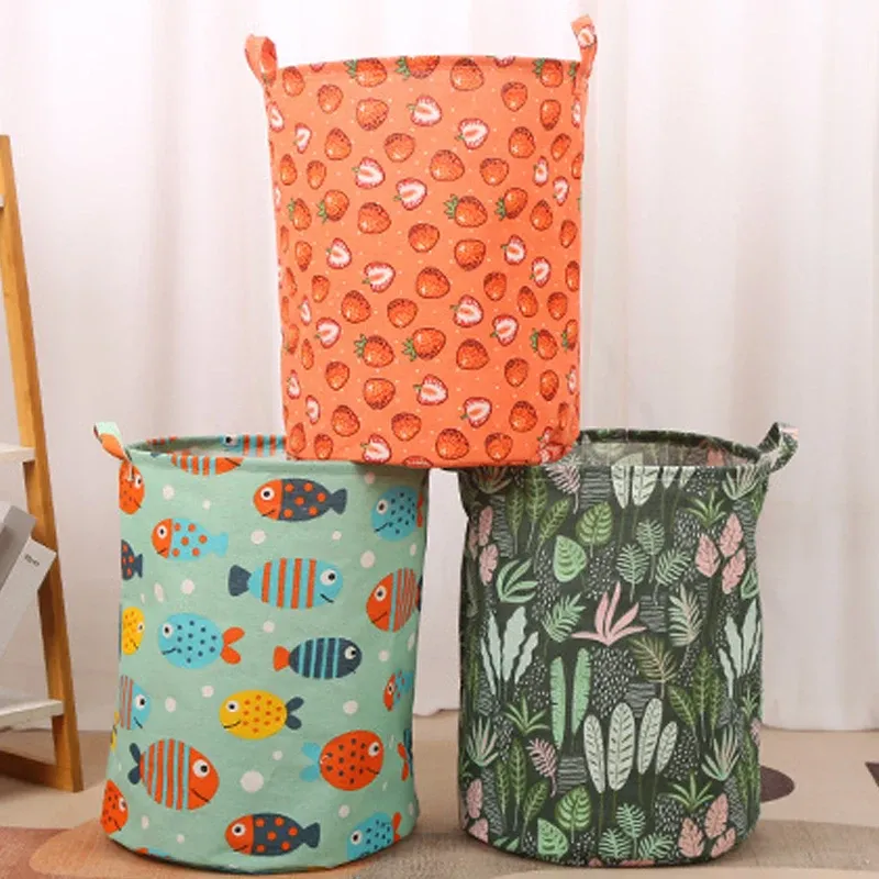 Panier à linge pliable et portable en coton et lin, grand format, pour vêtements et jouets 3