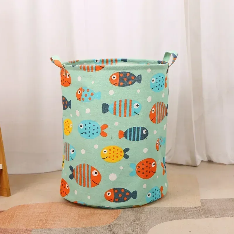 Panier à linge pliable et portable en coton et lin, grand format, pour vêtements et jouets 8