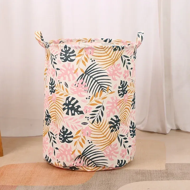Panier à linge pliable et portable en coton et lin, grand format, pour vêtements et jouets 9
