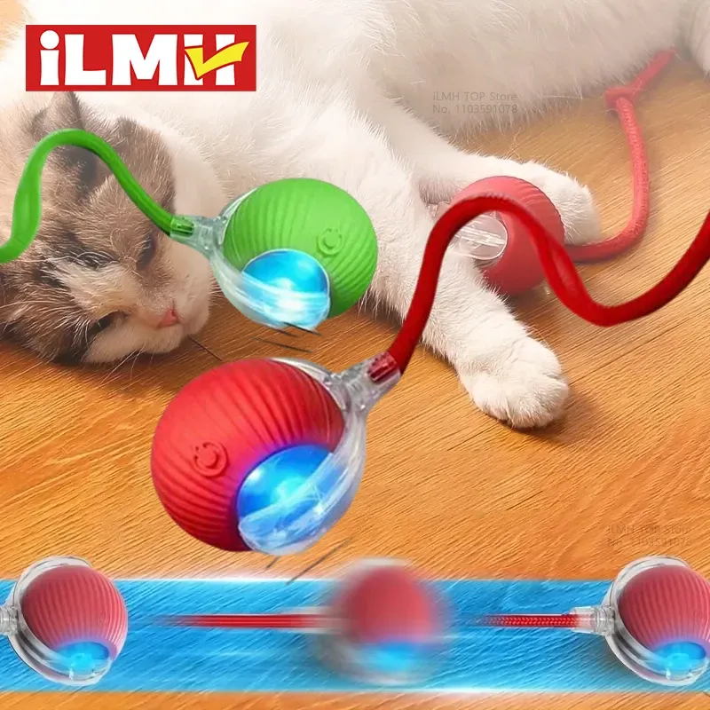 Balle interactive automatique pour chat avec fausse queue, capteur intelligent et batterie rechargeable, jouet d'intérieur interactif - Image 1