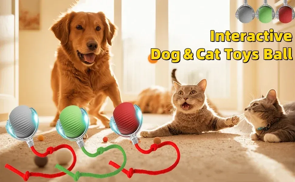 Balle interactive pour chat en situation de jeu