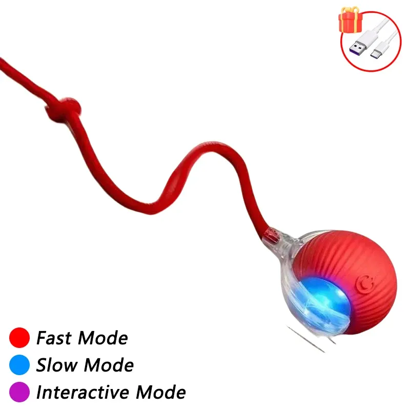 Balle interactive automatique pour chat avec fausse queue, capteur intelligent et batterie rechargeable, jouet d'intérieur interactif 16