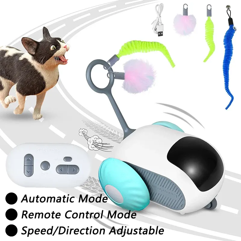 Balle interactive automatique pour chat avec fausse queue, capteur intelligent et batterie rechargeable, jouet d'intérieur interactif 8