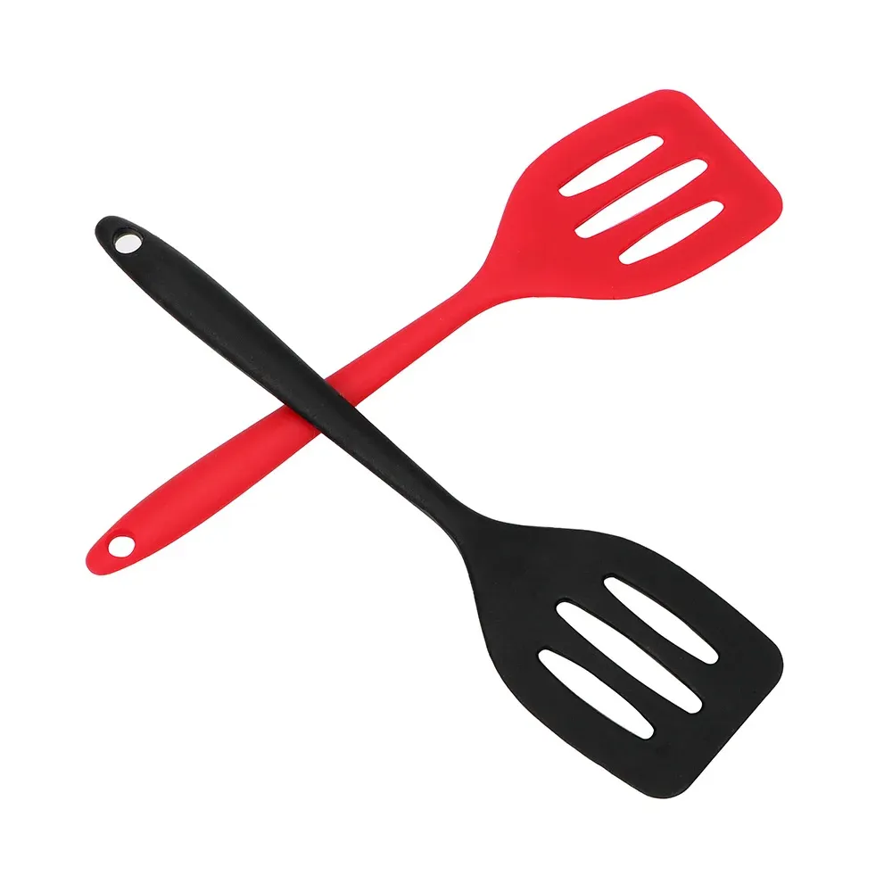 Ustensiles de cuisine en silicone : spatule, pince, pelle à frire, spatule à œufs et poisson