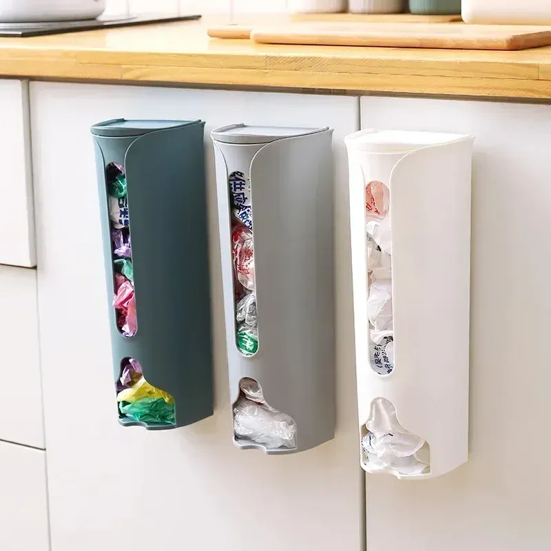 Organisateur mural auto-adhésif extractible, conteneurs peu encombrants pour placard, distributeur de sacs en plastique pour déchets, boîte de rangement de bureau - Image 1