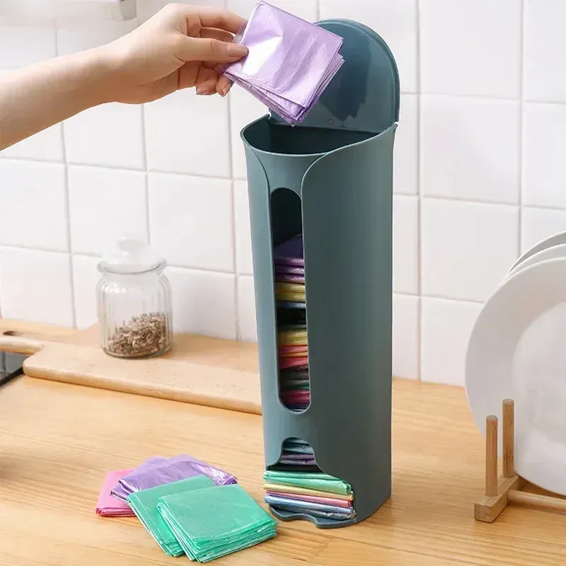 Organisateur mural auto-adhésif extractible, conteneurs peu encombrants pour placard, distributeur de sacs en plastique pour déchets, boîte de rangement de bureau 4