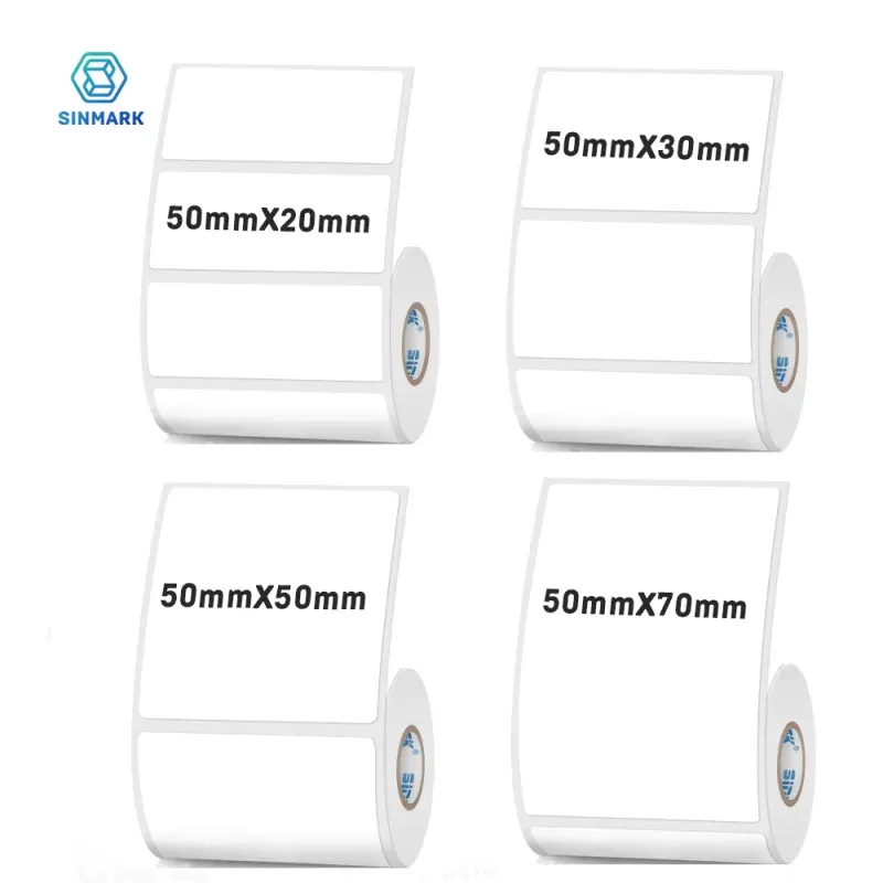 Étiquette thermique autocollante blanche 50 mm pour vêtements, compatible imprimantes Phomemo et SINMARK - Image 1