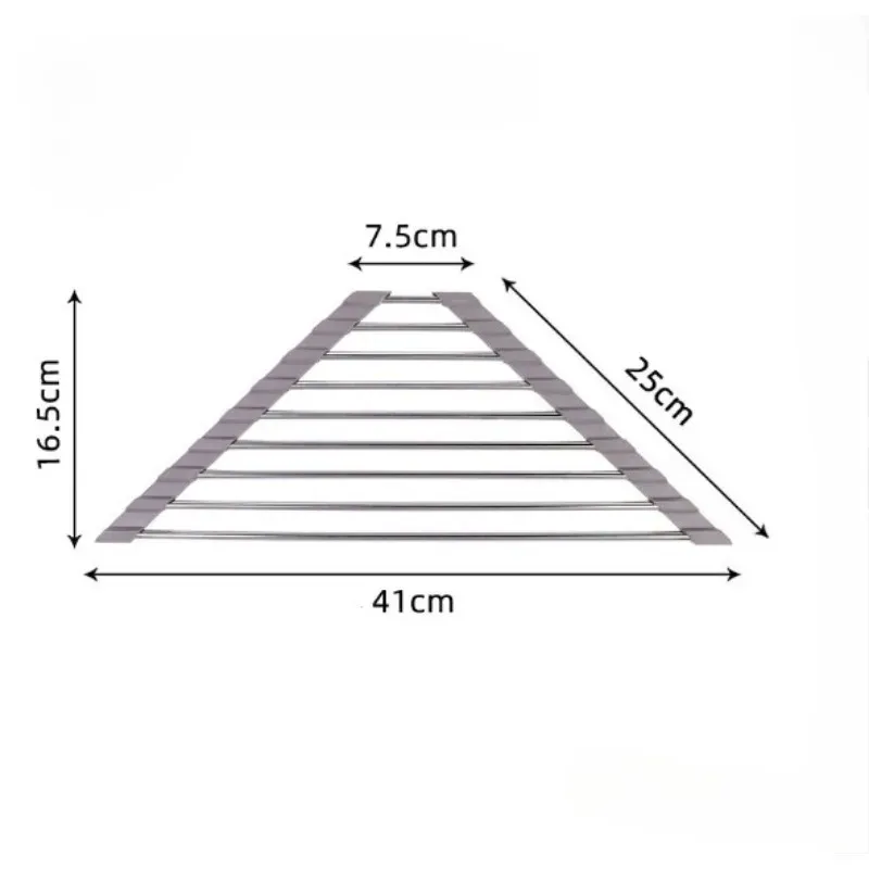 Égouttoir à vaisselle d'angle pliable en acier inoxydable, avec porte-éponge et porte-torchon 2
