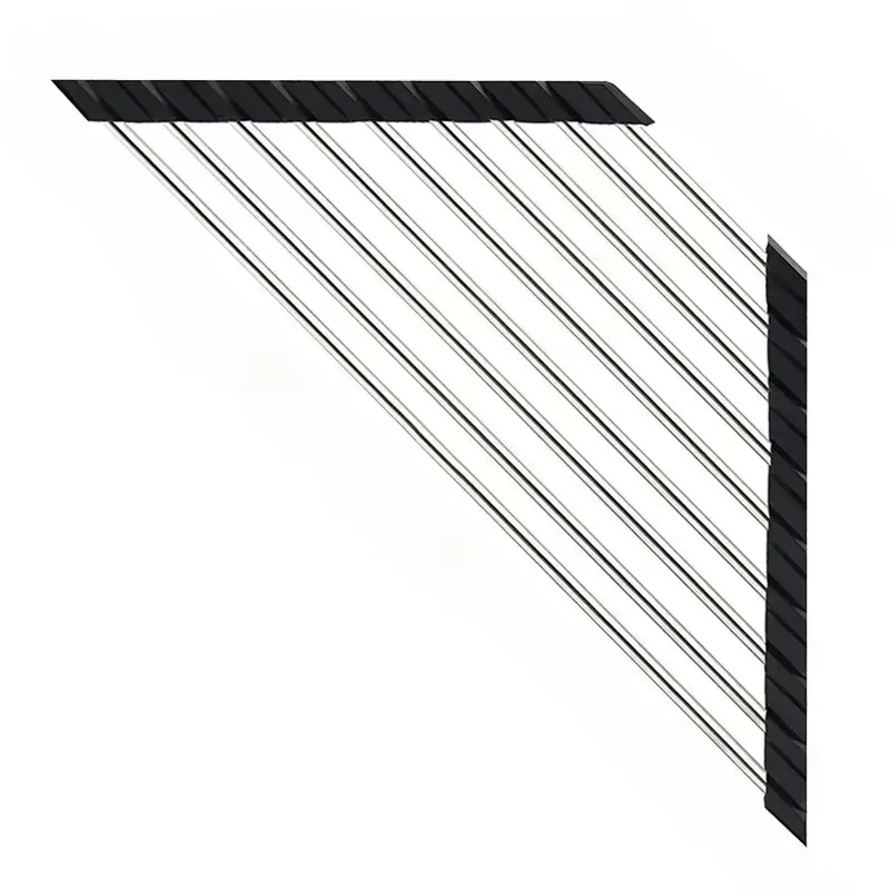 Égouttoir à vaisselle d'angle pliable en acier inoxydable, avec porte-éponge et porte-torchon 7