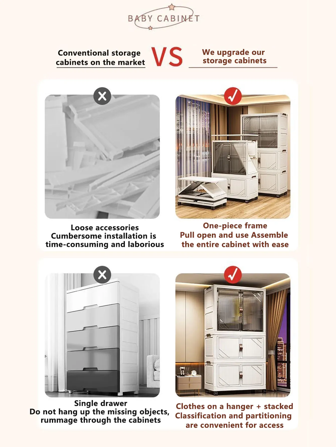 Armoire de rangement pliante, vue latérale