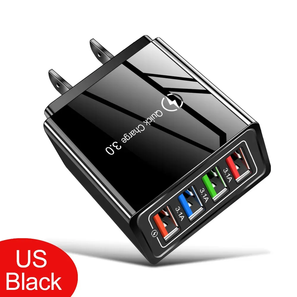 Chargeur mural USB 4 ports 3,1 A à charge rapide 3.0 pour iPhone, Samsung et Xiaomi 9