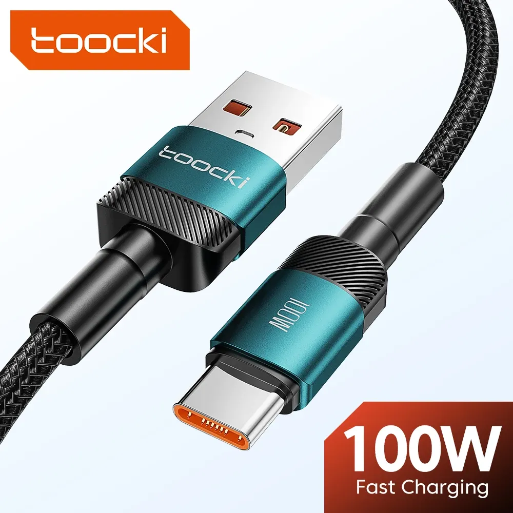 Câble USB-C vers USB-C Toocki 100 W 6 A à charge rapide et transfert de données, compatible Huawei, Honor, OnePlus, Realme, Xiaomi et Samsung, câble USB-A vers USB-C pour téléphone