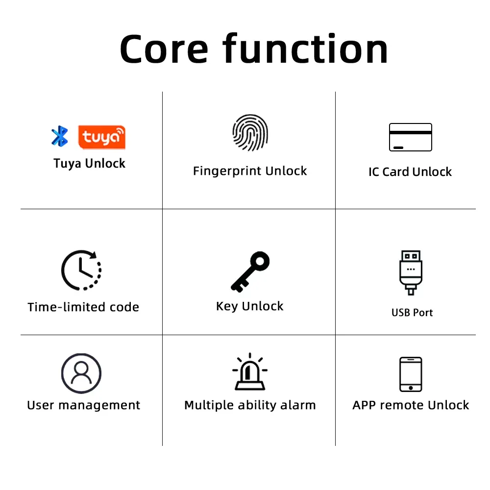 RAYKUBE M5 Serrure de porte intelligente Tuya BLE à empreinte digitale, serrure électronique numérique avec code, clé, carte IC, compatible Smart Life et déverrouillage par application Tuya 2