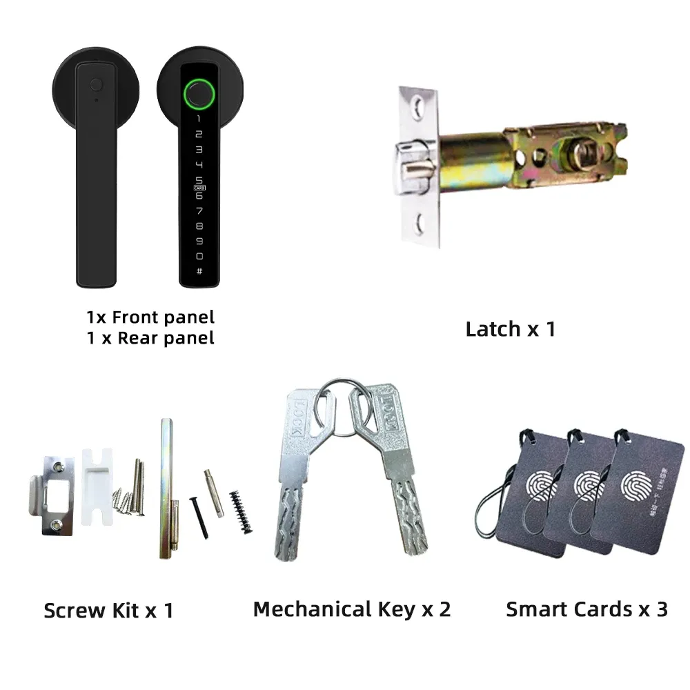 RAYKUBE M5 Serrure de porte intelligente Tuya BLE à empreinte digitale, serrure électronique numérique avec code, clé, carte IC, compatible Smart Life et déverrouillage par application Tuya 6