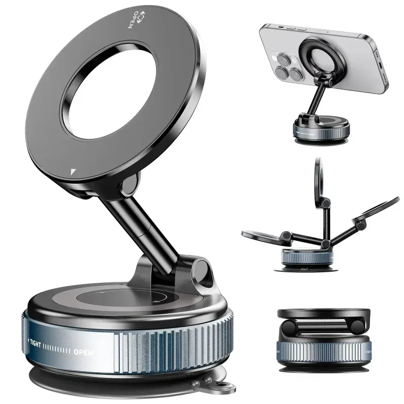 Support magnétique rotatif à 360° pour téléphone, pliable, avec ventouse, pour tableau de bord de voiture