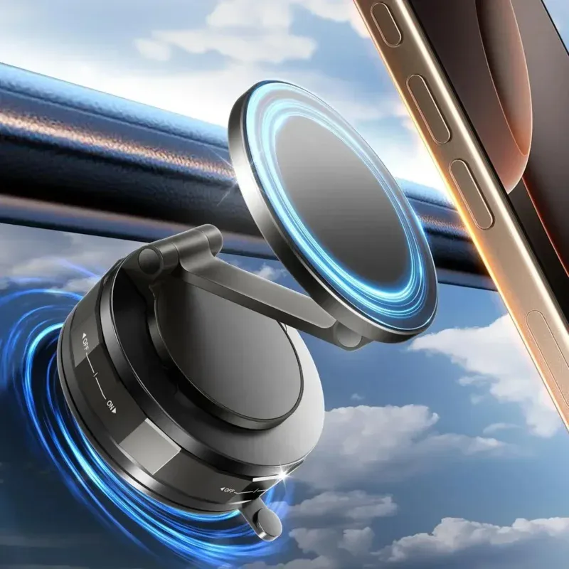 Support magnétique rotatif à 360° pour téléphone, pliable, avec ventouse, pour tableau de bord de voiture 2