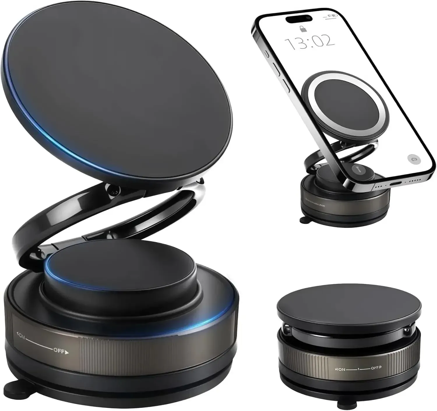 Support magnétique rotatif à 360° pour téléphone, pliable, avec ventouse, pour tableau de bord de voiture 12